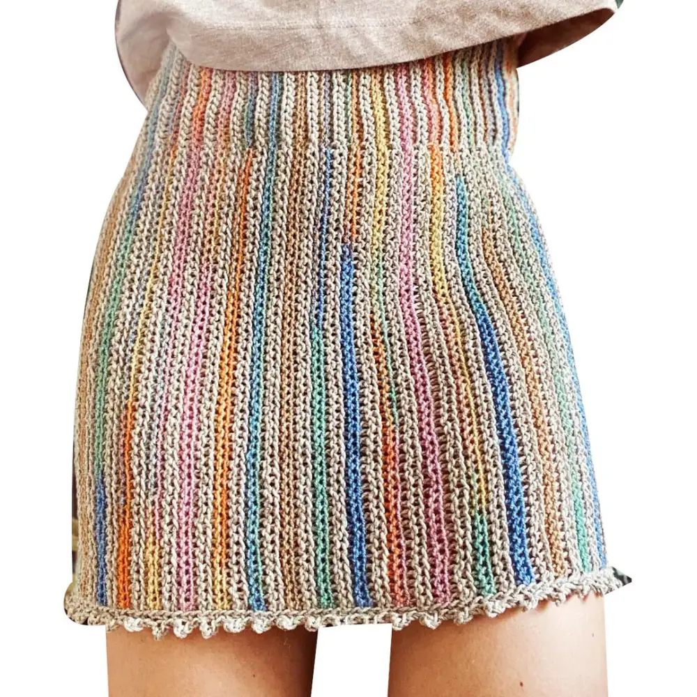 Elegant Multicoloured Knitted Woven Design Skirts For Women 