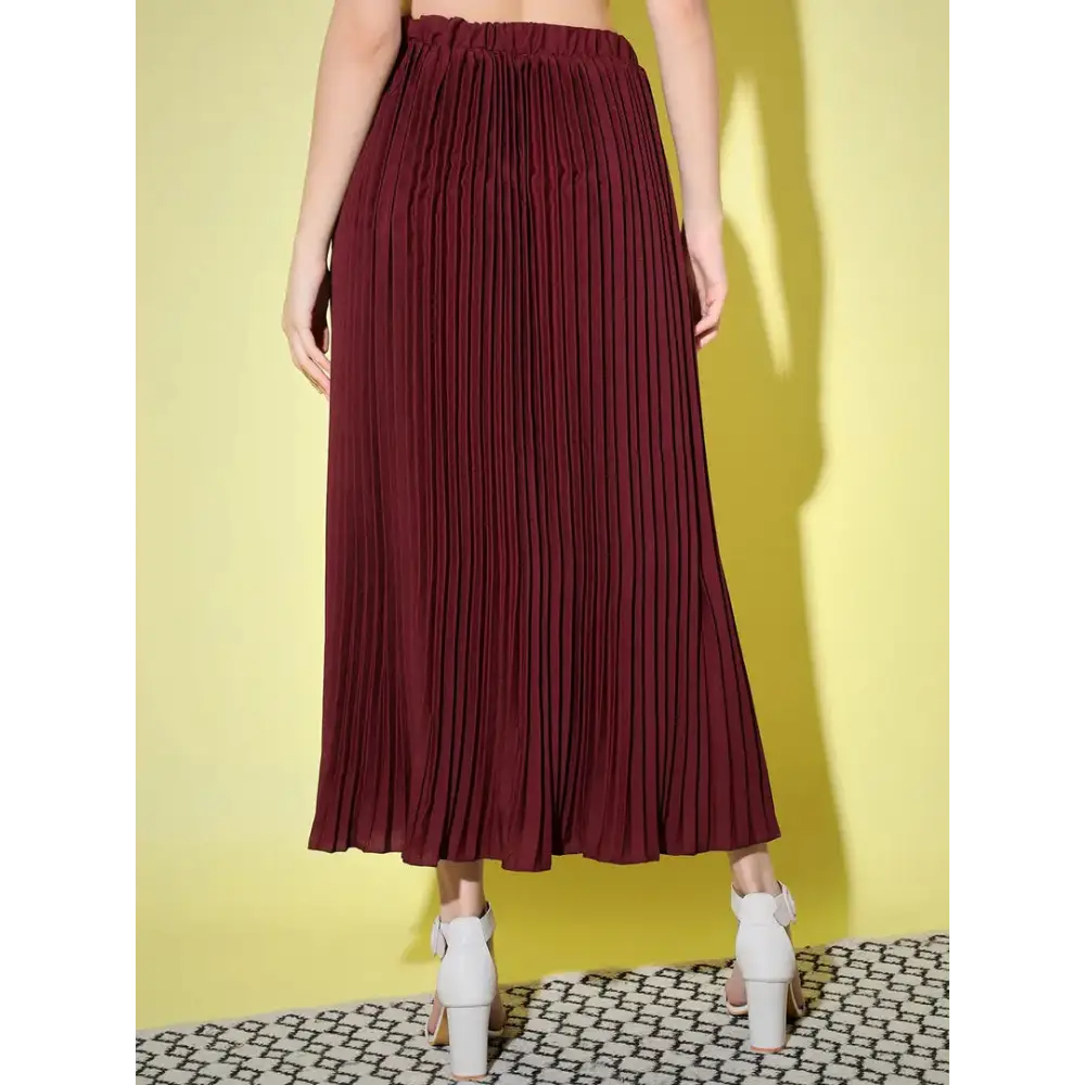 Elegant Red Crepe Solid Skirts For Women 