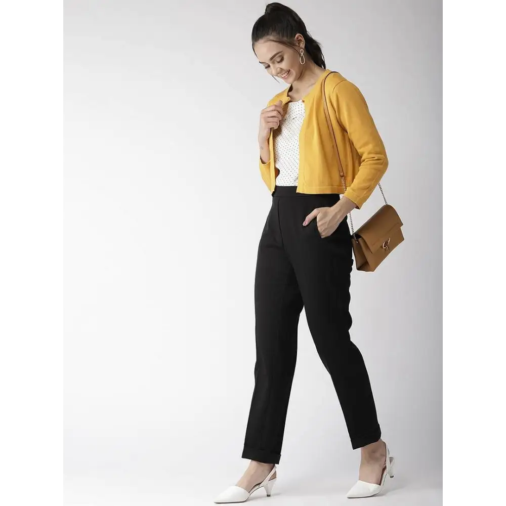 Elegant Yellow Cotton Solid Straight Shrugs For Women 