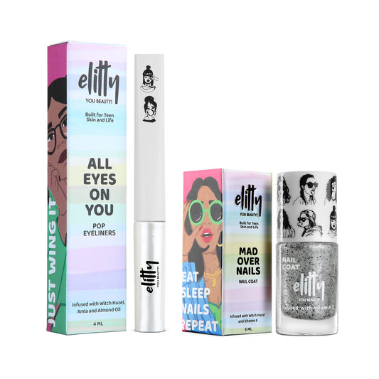 Elitty Blue my Mind combo - (Eyeliner- Cloud Nine 4 ML,Nail Paint - Ice Breaker 6 ML)- Pack of 2 SaumyasStore