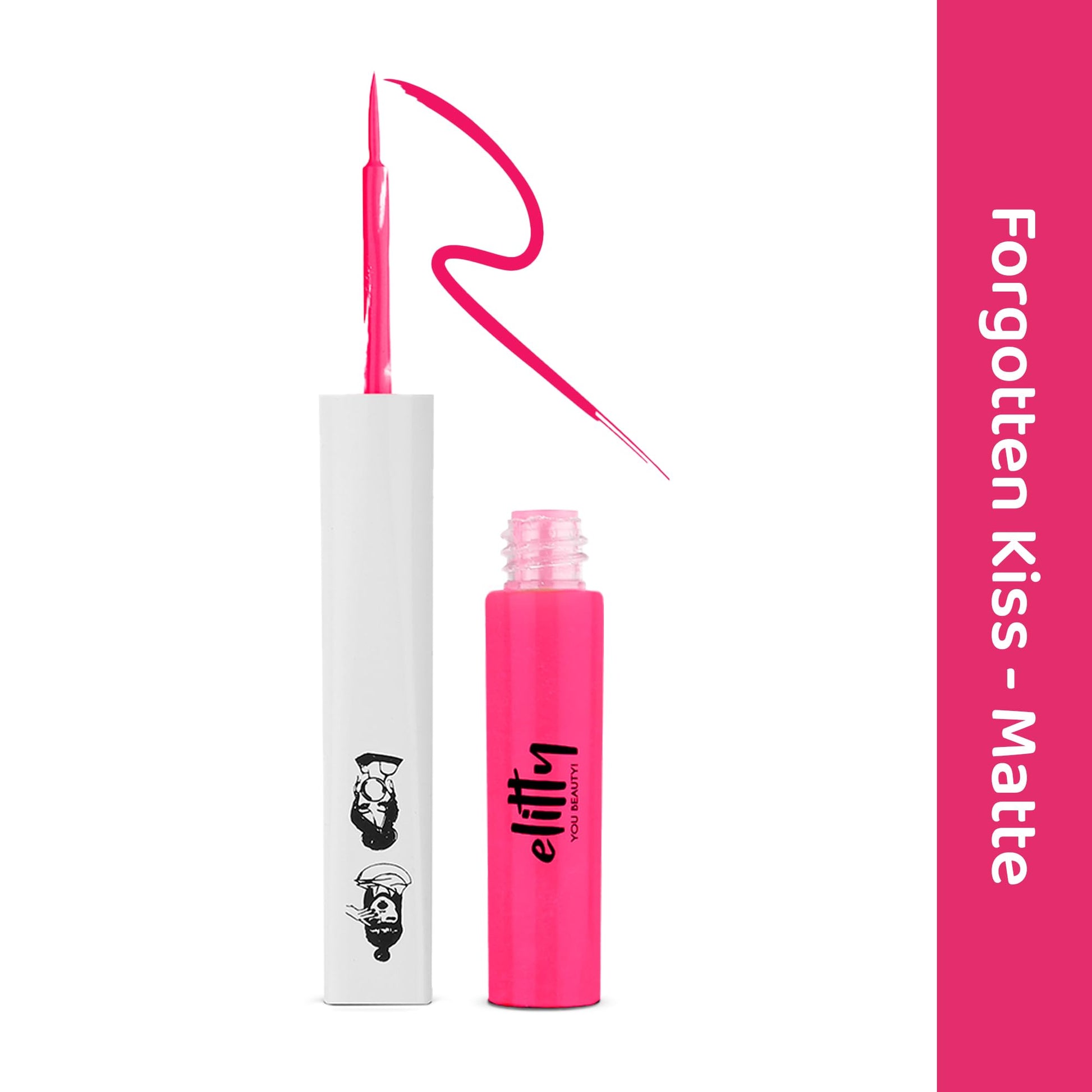 Elitty Hot Pink Pop Colour Eyeliner, Matte Finish | Long Lasting, Water Proof, Smudge Proof | Amla & Almond oil enriched| Vegan & Cruelty Free, Easy Application, Liquid Eyeliner (Forgotten Kiss) - 4ml 