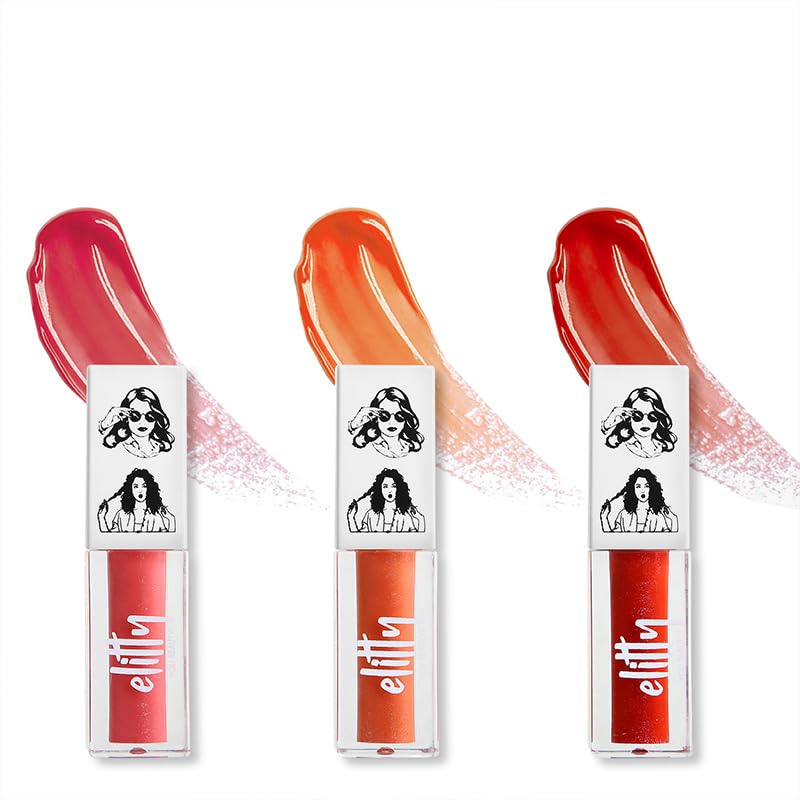 Elitty Jelly Lips - Lip Gloss- Infused with Witch Hazel, Jajoba Oil, & Vitamin E, High Shine, Long Lasting, Vegan & Cruelty Free - Junkie Combo 