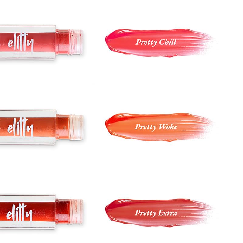 Elitty Jelly Lips - Lip Gloss- Infused with Witch Hazel, Jajoba Oil, & Vitamin E, High Shine, Long Lasting, Vegan & Cruelty Free - Junkie Combo 