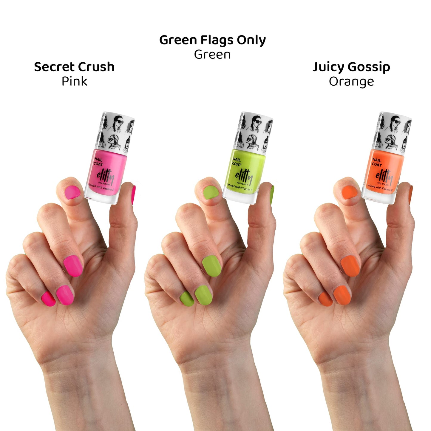 Elitty Mad Over Quick Drying, Chip Resistant, Long Lasting Matte Nail Paint Combo with 12 Toxin Free Formula, Infused with Witch Hazel & Vit E, Vegan & Cruelty Free Nail Polish for Teenagers 