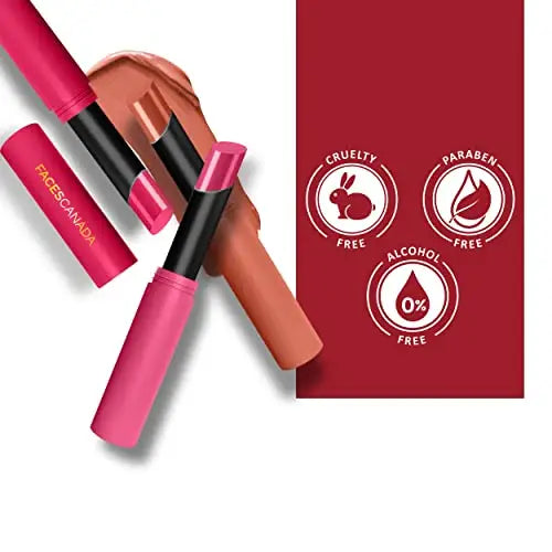 FACESCANADA Long Stay 3-in-1 Matte Lipstick - Sinful Peach 05, 2g | 8HR Longstay | Transfer Proof | Moisturizing | Chamomile & Shea Butter | Primer-Infused | Lightweight | Intense Color Payoff 