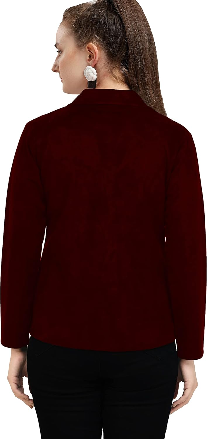 FELLAMO Women 3 Button Blazzer-32 Maroon 