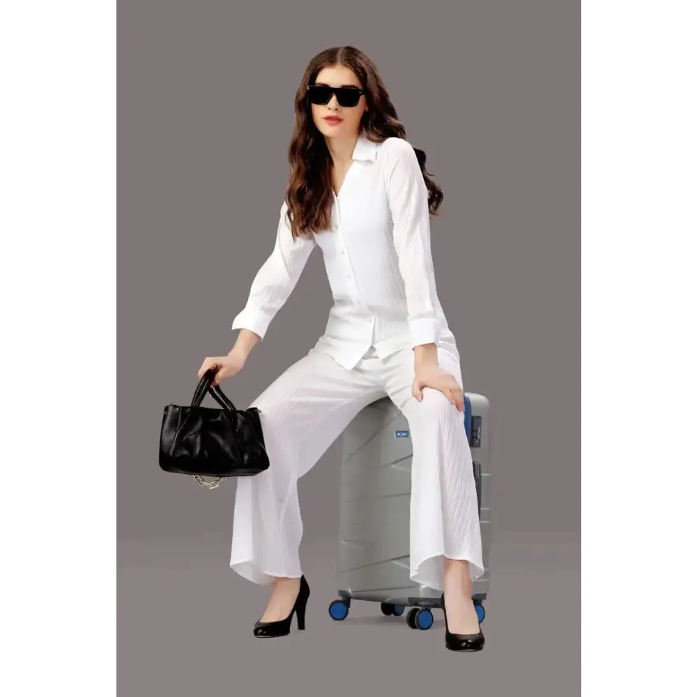 FMH Women's White Solid Co-ord Set