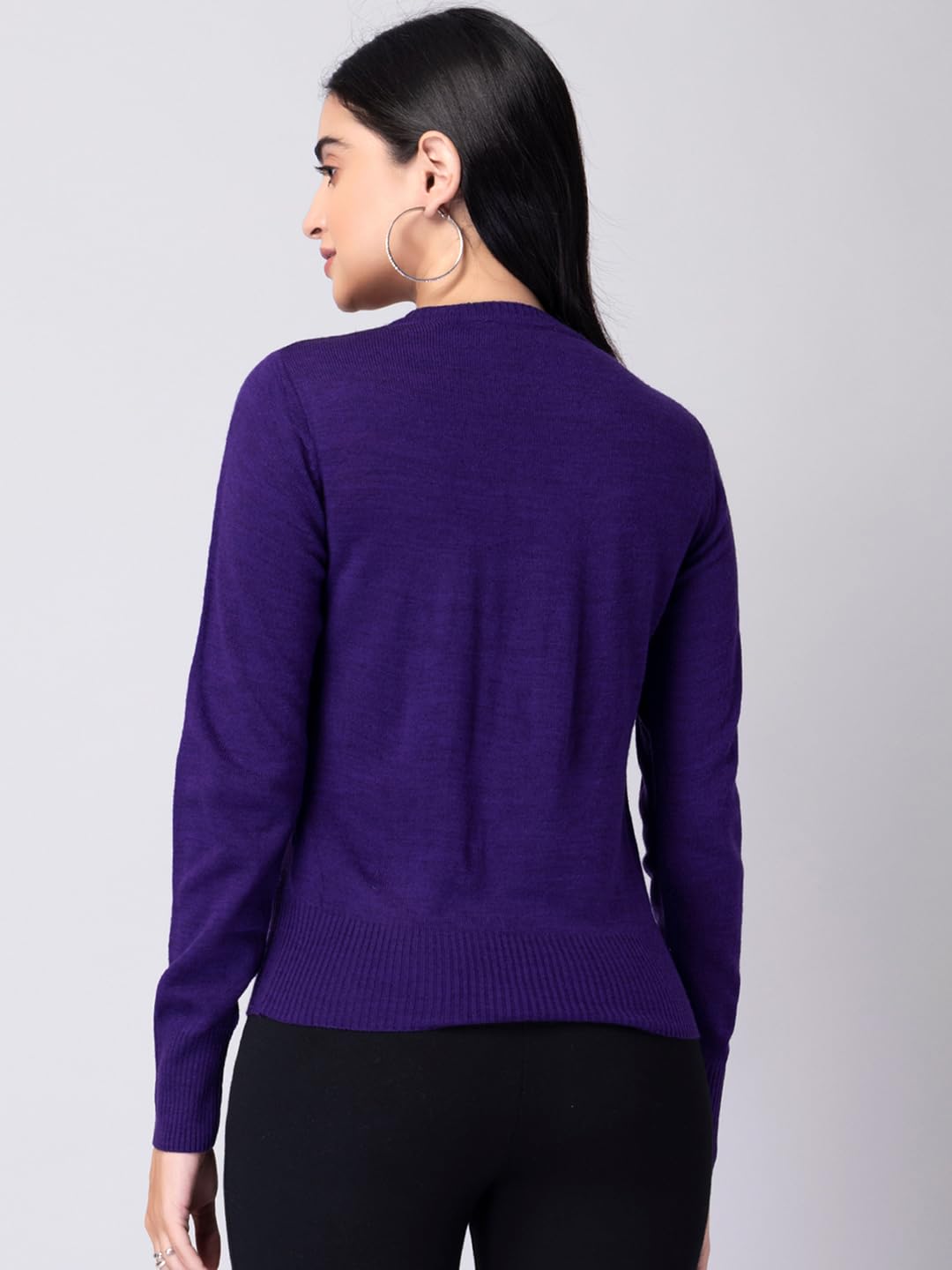 FabAlley Women's Acrylic V-Neck Sweater (SWT00398_Purple_M) 