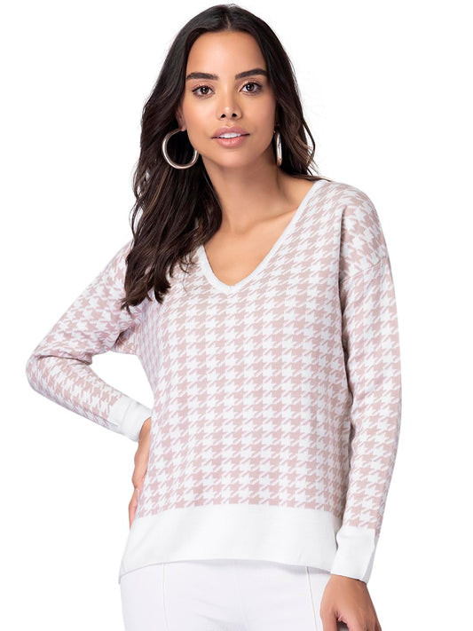 FabAlley Women's Acrylic V-Neck Sweater (SWT00408_Pink_S) 