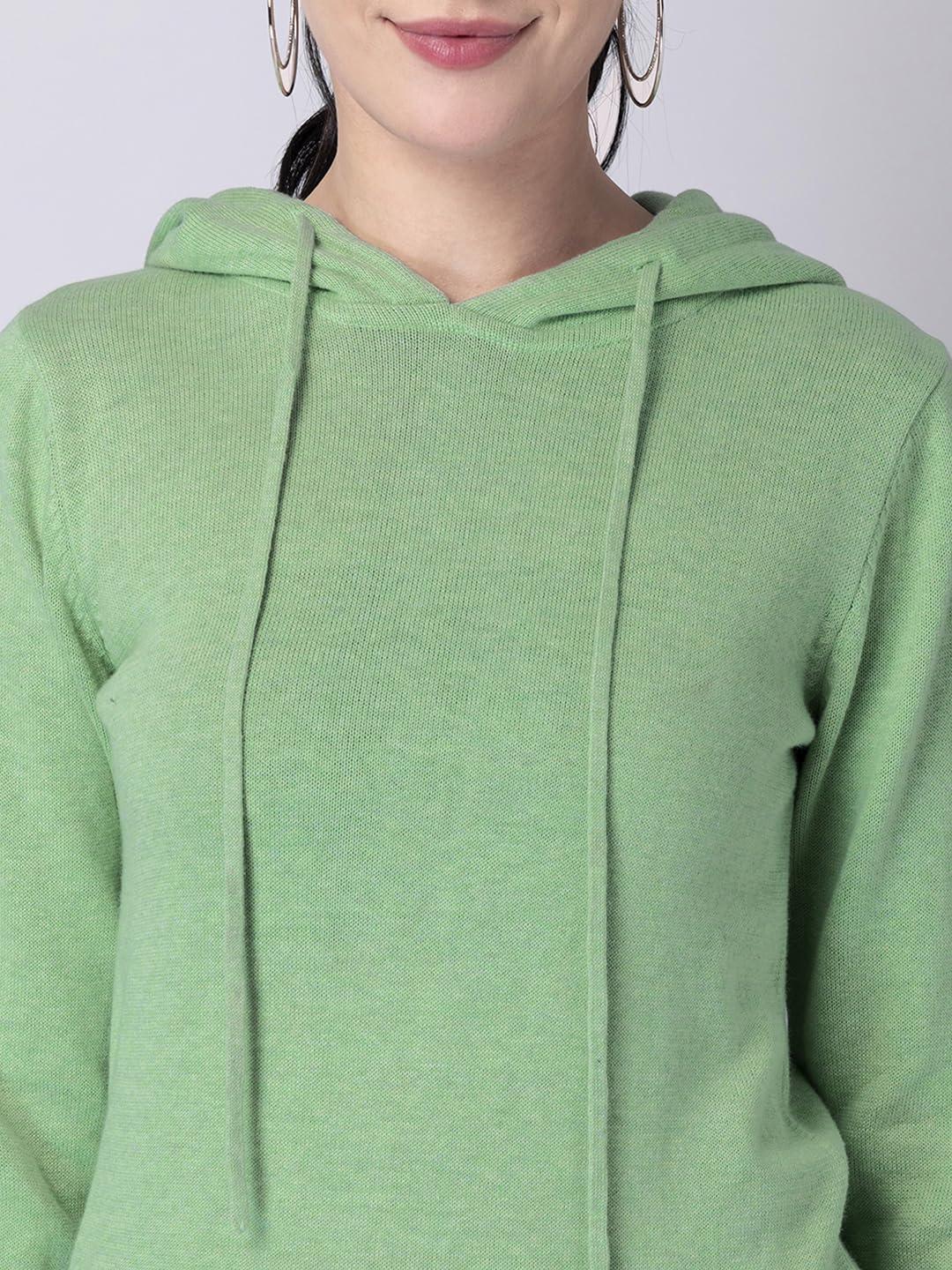 FabAlley Women's Cotton Hooded Neck Sweatshirt (SWT00409_Green_XL) 