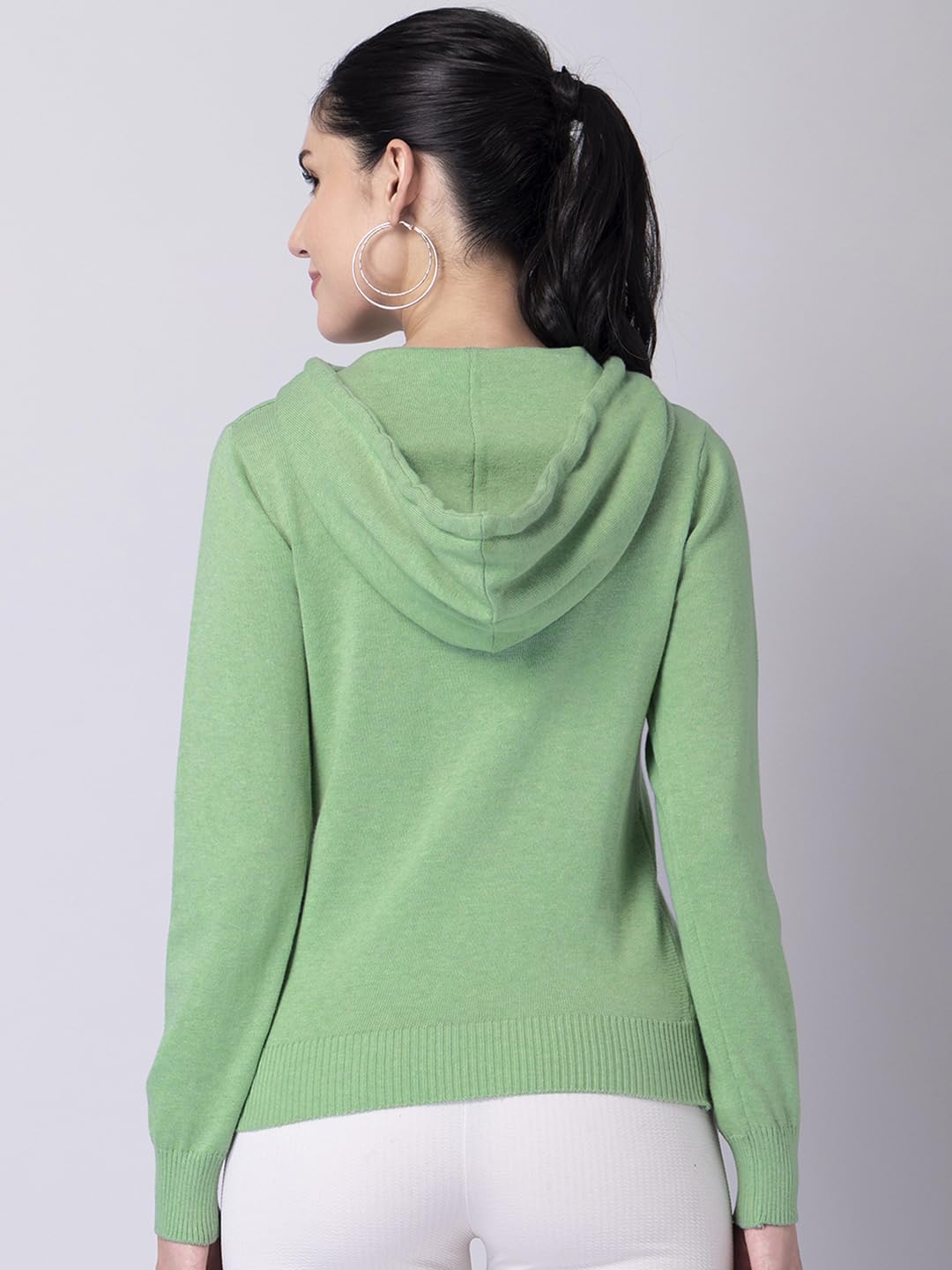 FabAlley Women's Cotton Hooded Neck Sweatshirt (SWT00409_Green_XL) 
