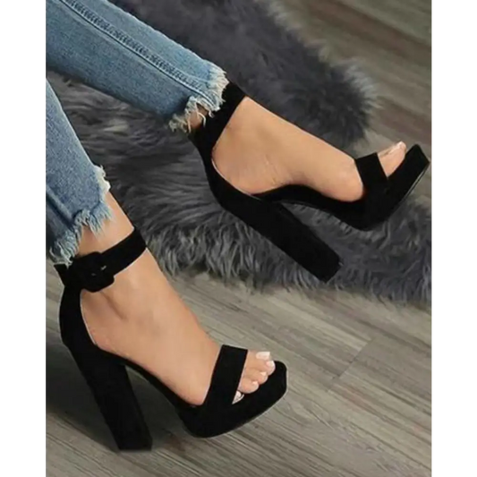 Fashion Black Block Heels 