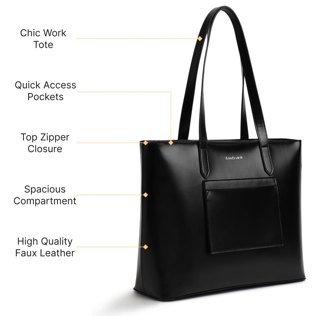 Fastrack Black Chic Tote Bag for Women 