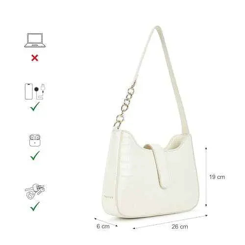 Fastrack Casual Shoulder Bag with Top Zipper Closure for Girls, Medium Size with Internal Zipper Pocket, Made with Premium Faux Leather, Versatile and Durable Design SaumyasStore