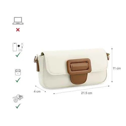 Fastrack Casual Sling Bag with Buckle Detail | Faux-Leather Women's Handbags | Sling for Casual Carry SaumyasStore