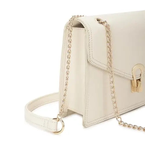 Fastrack Casual Sling Bag with Lock Closure for Girls, Medium Size with Internal Organiser, Handheld Design and Metal Chain Sling SaumyasStore