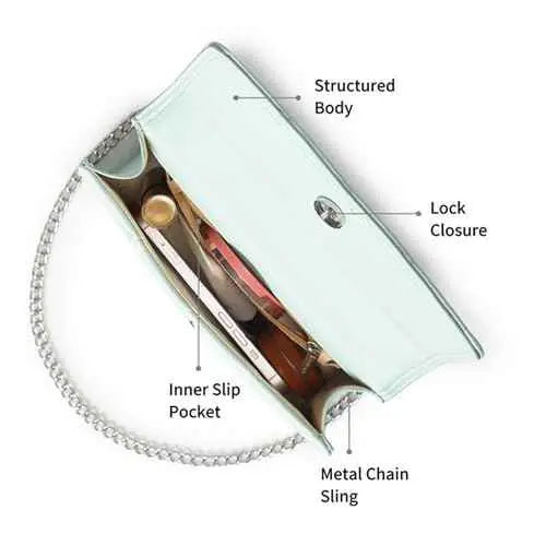 Fastrack Casual Sling Bag with Magnet Button Closure for Girls, Small Size with Internal Organiser, Handheld Design and Metal Chain Sling SaumyasStore