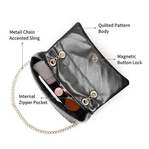 Fastrack Casual Sling Bag with Magnetic Button for Girls, Medium Size with Internal Zipper, Made with Premium Faux Leather, Versatile and Durable Design SaumyasStore