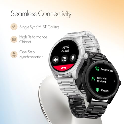 Fastrack Magnus FX1 Premium Metal Smart Watch, 1.38" UltraVU HD Display, Bright Pixel Resolution, Functional Crown, AI Voice, SingleSync BT Calling, 100+ Sports Mode & Smartwatch Faces, IP68 (Silver) SaumyasStore