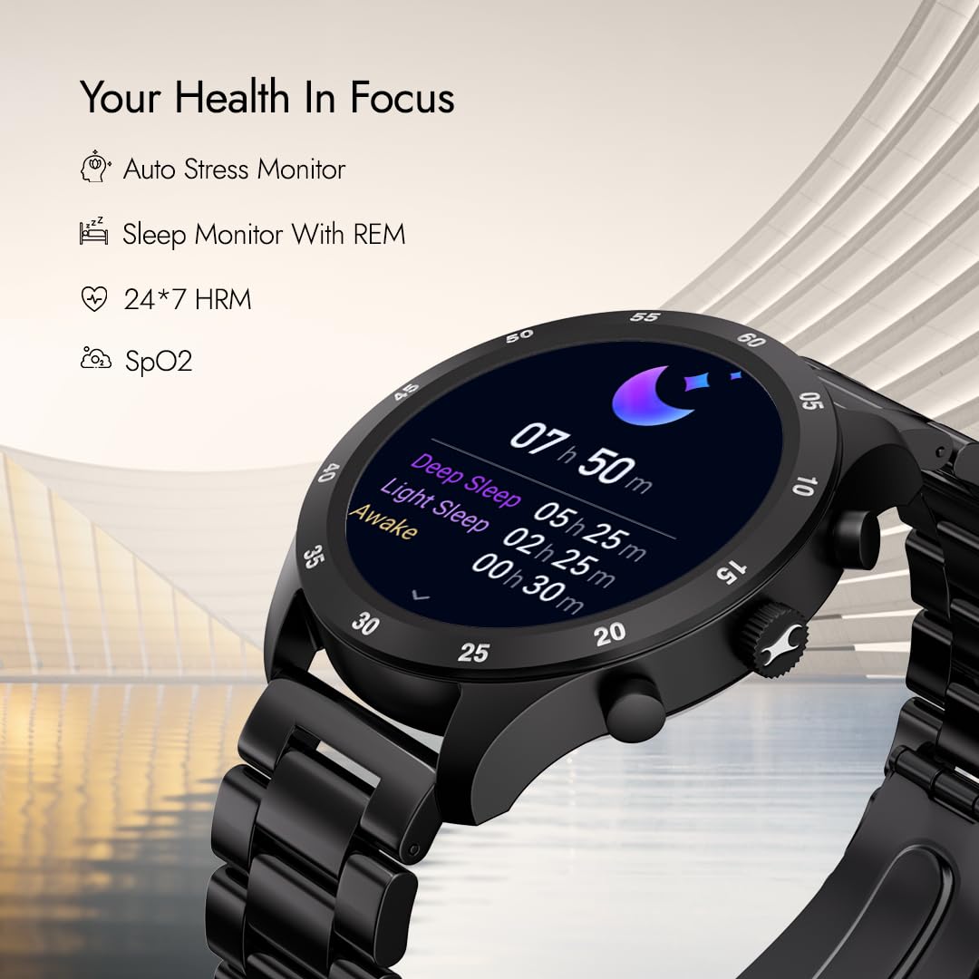 Fastrack Magnus FX2 Smart Watch, 3.35 CM TFT Display, Functional Crown, SingleSync BT Calling, AI Voice Assistant, DND & Power Saving Mode, 650 Nits, 100+ Sports Mode & Smartwatch Faces, IP67 (Black) SaumyasStore