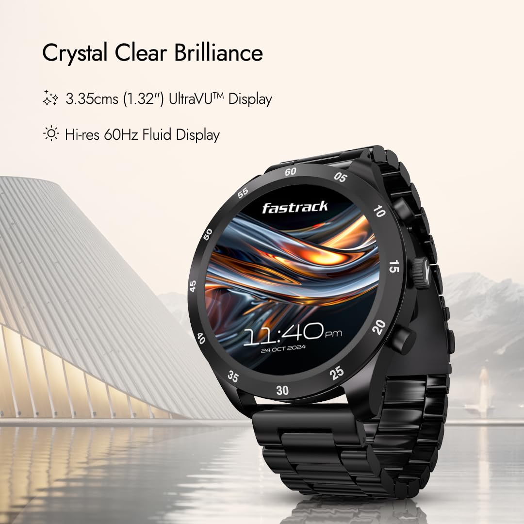 Fastrack Magnus FX2 Smart Watch, 3.35 CM TFT Display, Functional Crown, SingleSync BT Calling,AI Voice Assistant, DND & Power Saving Mode, 650 Nits, 100+ Sports Mode & Smartwatch Faces, IP67 (Sliver) SaumyasStore