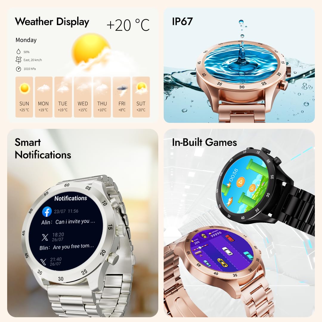 Fastrack Magnus FX2 Smart Watch, 3.35 CM TFT Display, Functional Crown, SingleSync BT Calling,AI Voice Assistant, DND & Power Saving Mode, 650 Nits, 100+ Sports Mode & Smartwatch Faces, IP67 (Sliver) SaumyasStore