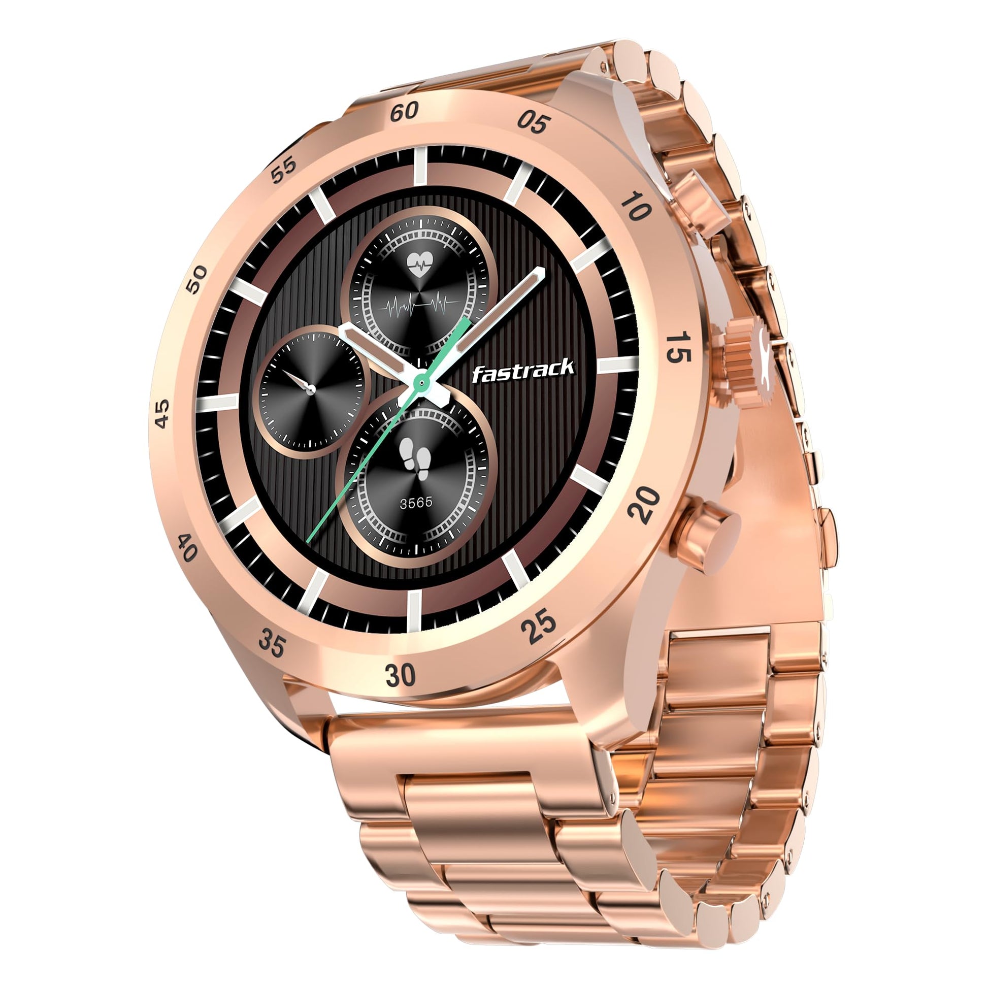 Fastrack Magnus FX2 Smart Watch, 3.35 CM TFT Display, Functional Crown, SingleSync BT Calling, AI Voice Assistant, Power Saving Mode, 650 Nits, 100+ Sports Mode & Smartwatch Faces, IP67 (Rose Gold) SaumyasStore