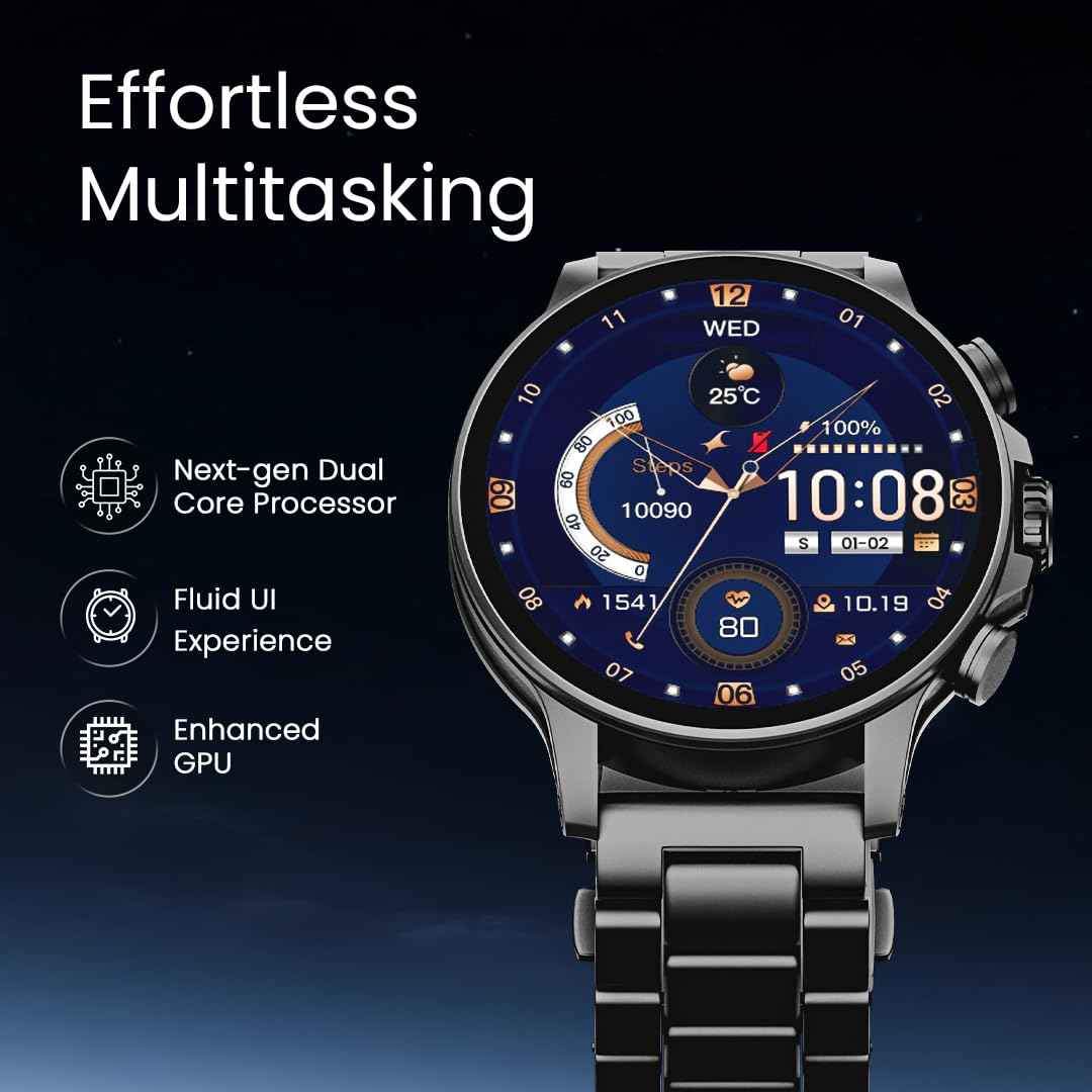 Fastrack Marvellous FX2 Smart Watch, 3.9 CM AMOLED Display, Functional Crown, SingleSync BT Calling, Metal Design, 1000 Nits Brightness, IP68, Upto 5-Day Battery Life, Dynamic Smartwatch Faces (Gun) SaumyasStore