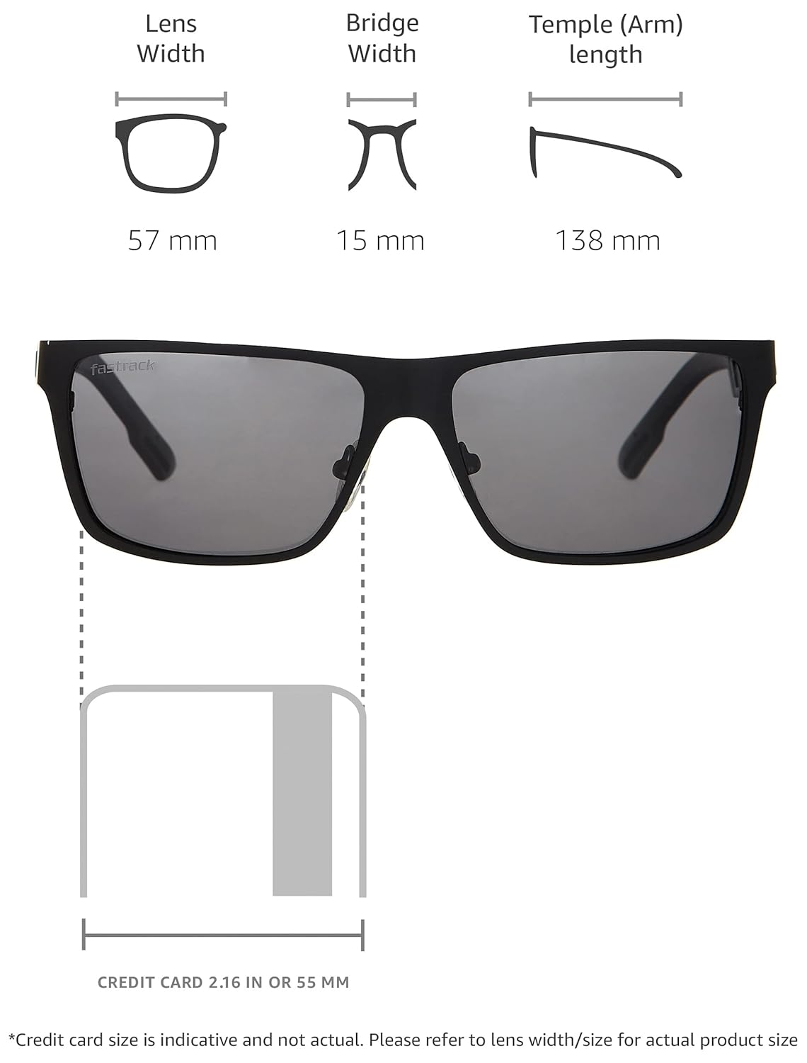 Fastrack Men's Polarized Black Lens Sporty Sunglasses 