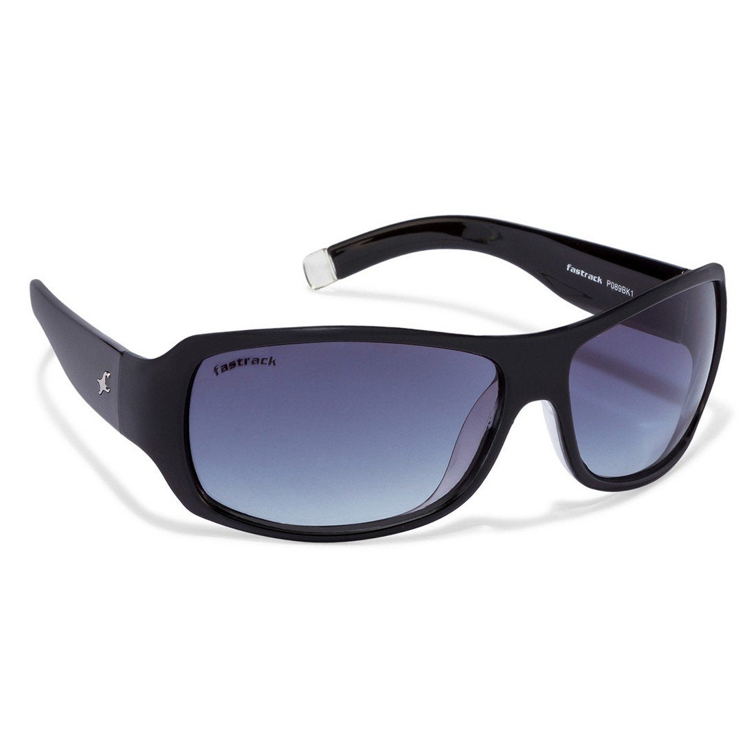 Fastrack (P089BK1 WRAPAROUND Style Full-Rimmed, Black color Sunglasses with Gray colored LENS, For Men & Women 