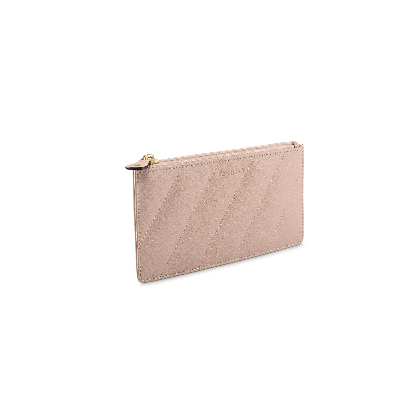 Fastrack Quilted Powder Pink Clutch For Girls With Top Zipper 