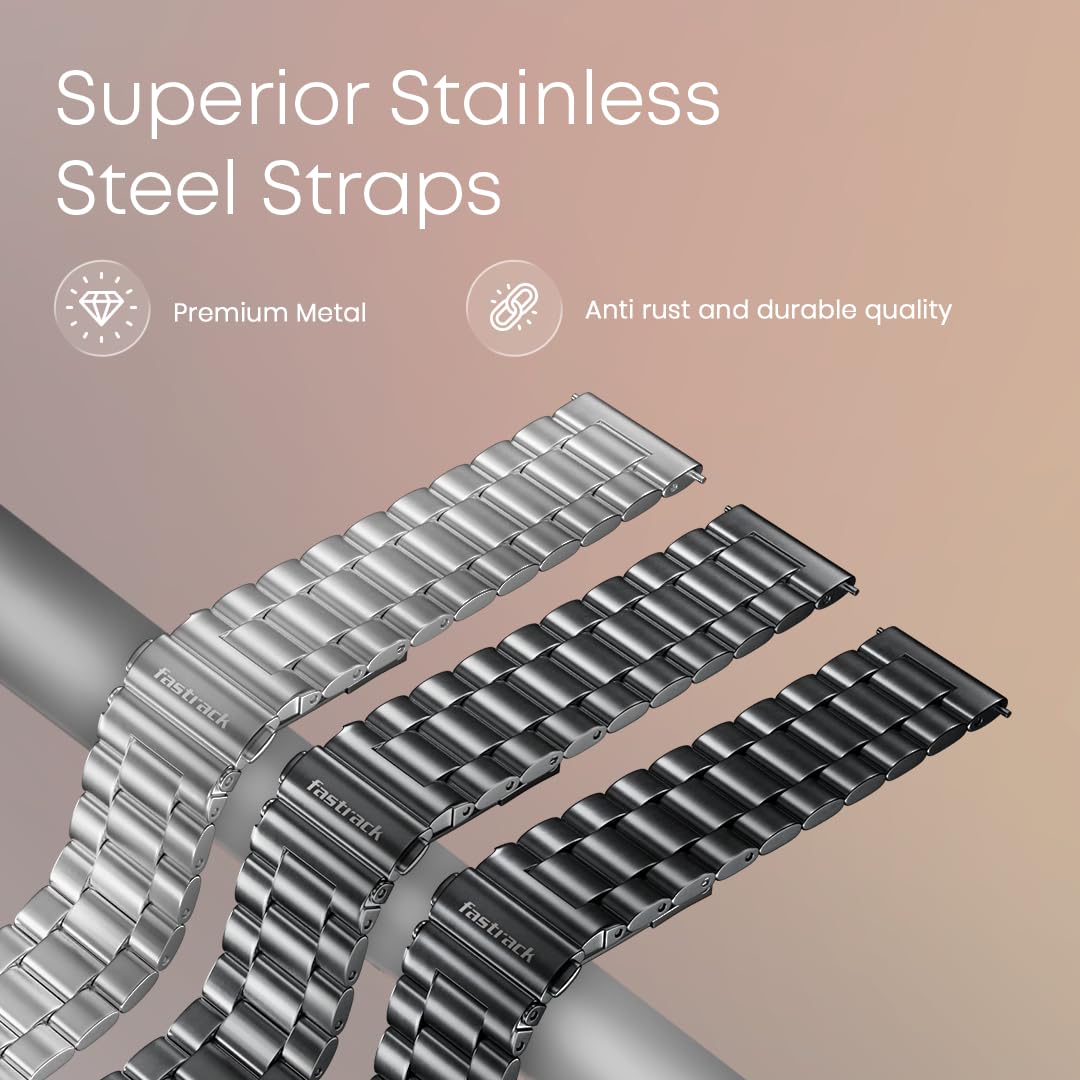 Fastrack Radiant FX1 Luxury Metal Smart Watch, 1.43” AMOLED 60Hz Display, AOD, Functional Crown, SingleSync BT Calling, AI Voice, Upto 5 Day Battery, 100+ Smartwatch Faces & Sport Modes, IP68 (Gun) SaumyasStore