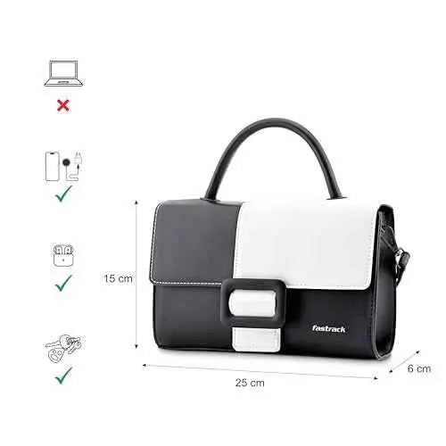 Fastrack Soft-Pleated Sling Bag with Metal Chain Accents | Faux-Leather Women's Handbags | Sling for Casual Carry SaumyasStore