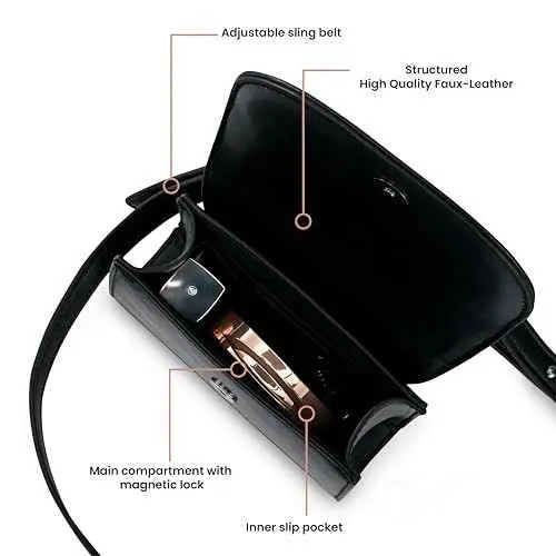 Fastrack Structured Mini Sling | Faux-Leather Women's Handbags | Mini Sling for Casual Carry SaumyasStore