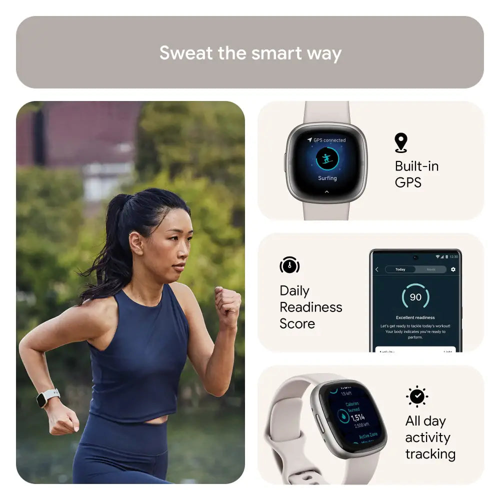 Fitbit Sense 2 Health & Fitness Watch (Lunar White/Platinum