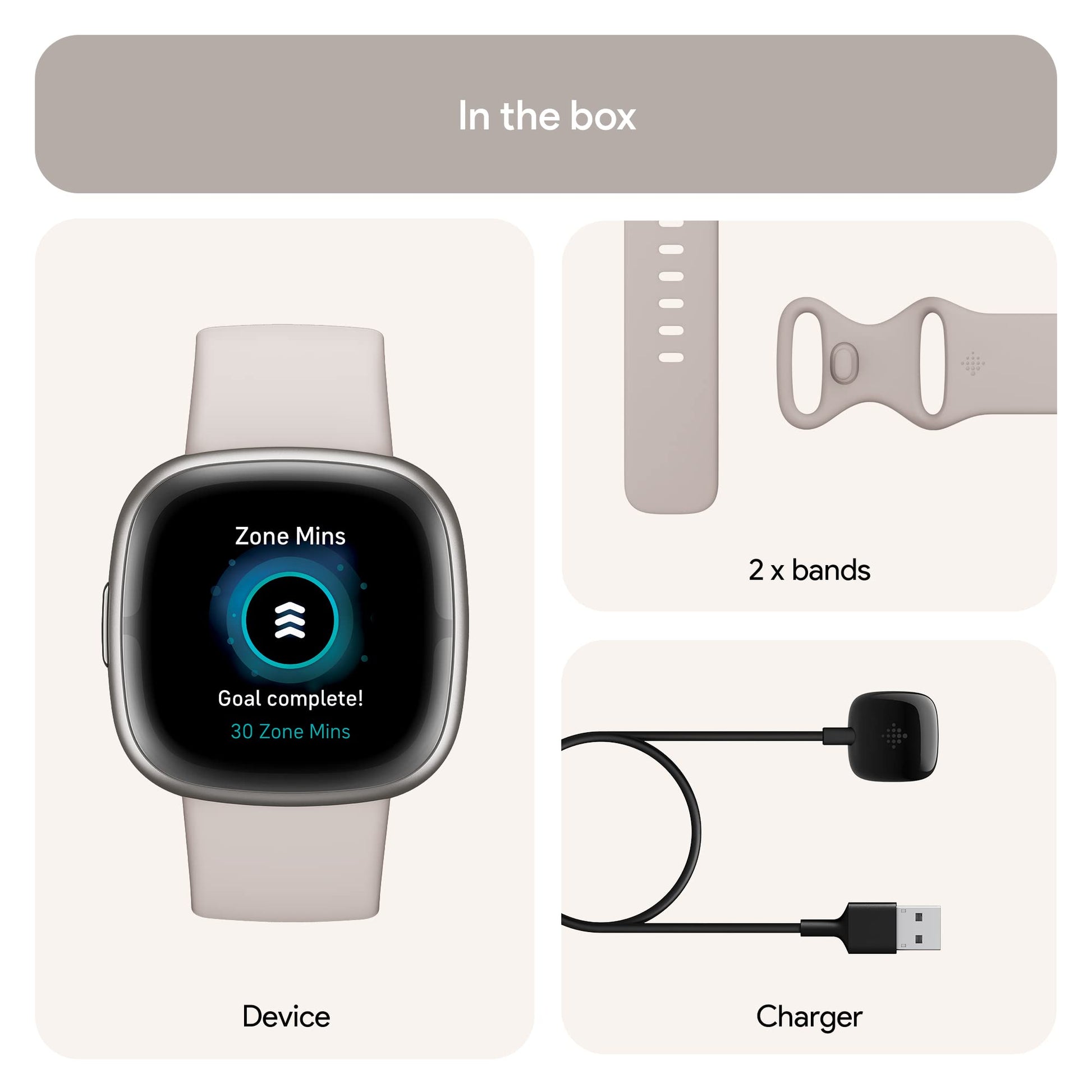Fitbit Sense 2 Health & Fitness Watch (Lunar White/Platinum Aluminium) with 6-Month Premium Membership SaumyasStore