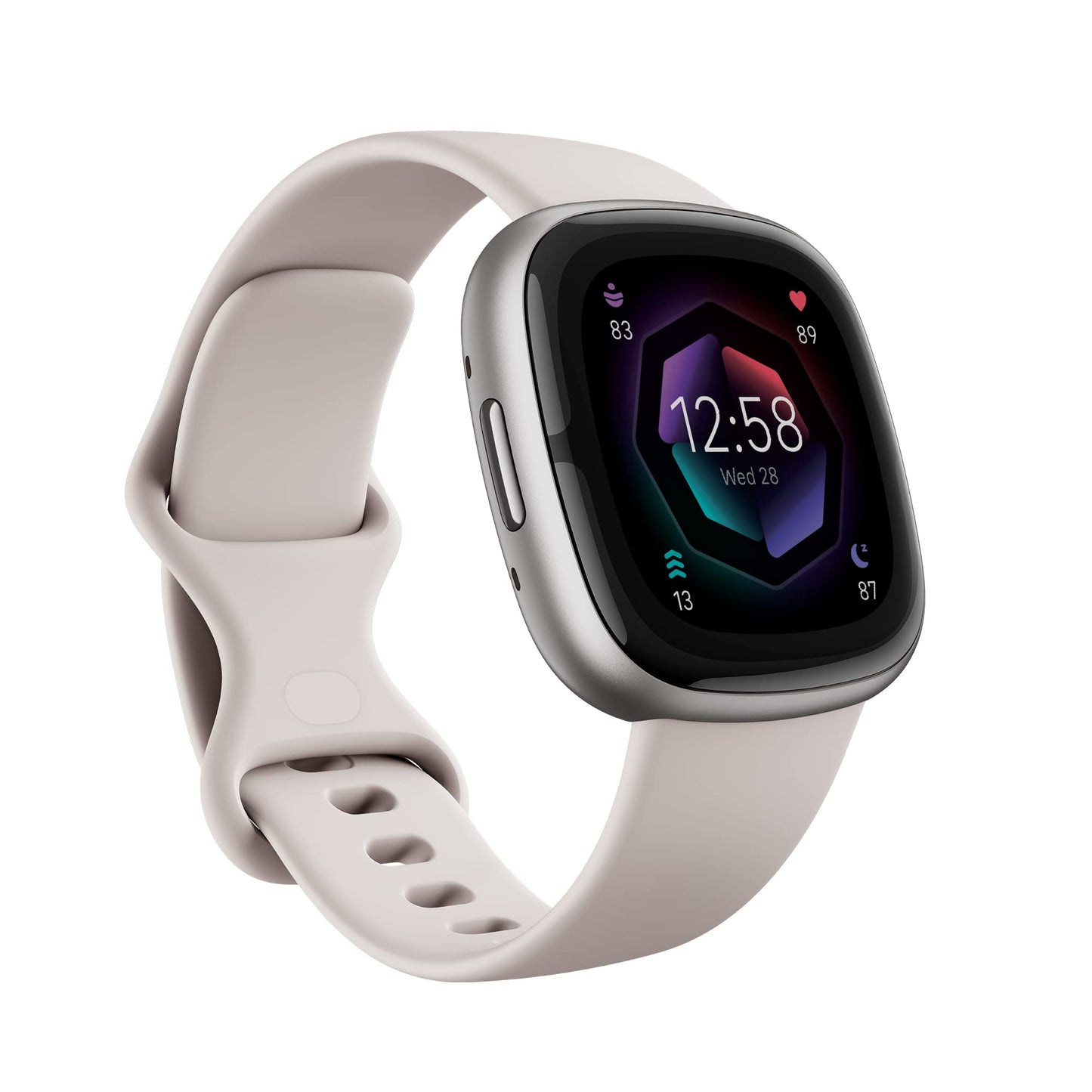 Fitbit Sense 2 Health & Fitness Watch (Lunar White/Platinum Aluminium) with 6-Month Premium Membership SaumyasStore