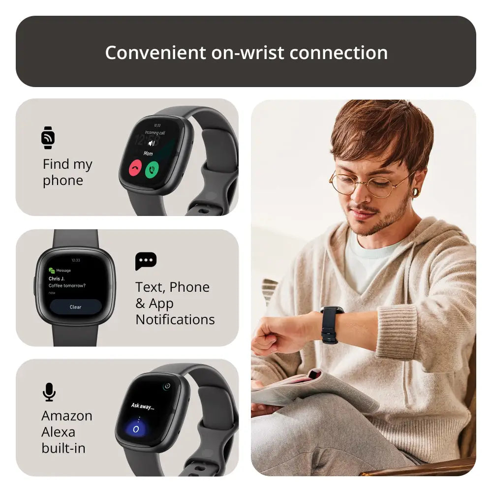 Fitbit Sense 2 Health & Fitness Watch (Shadow Grey/Graphite