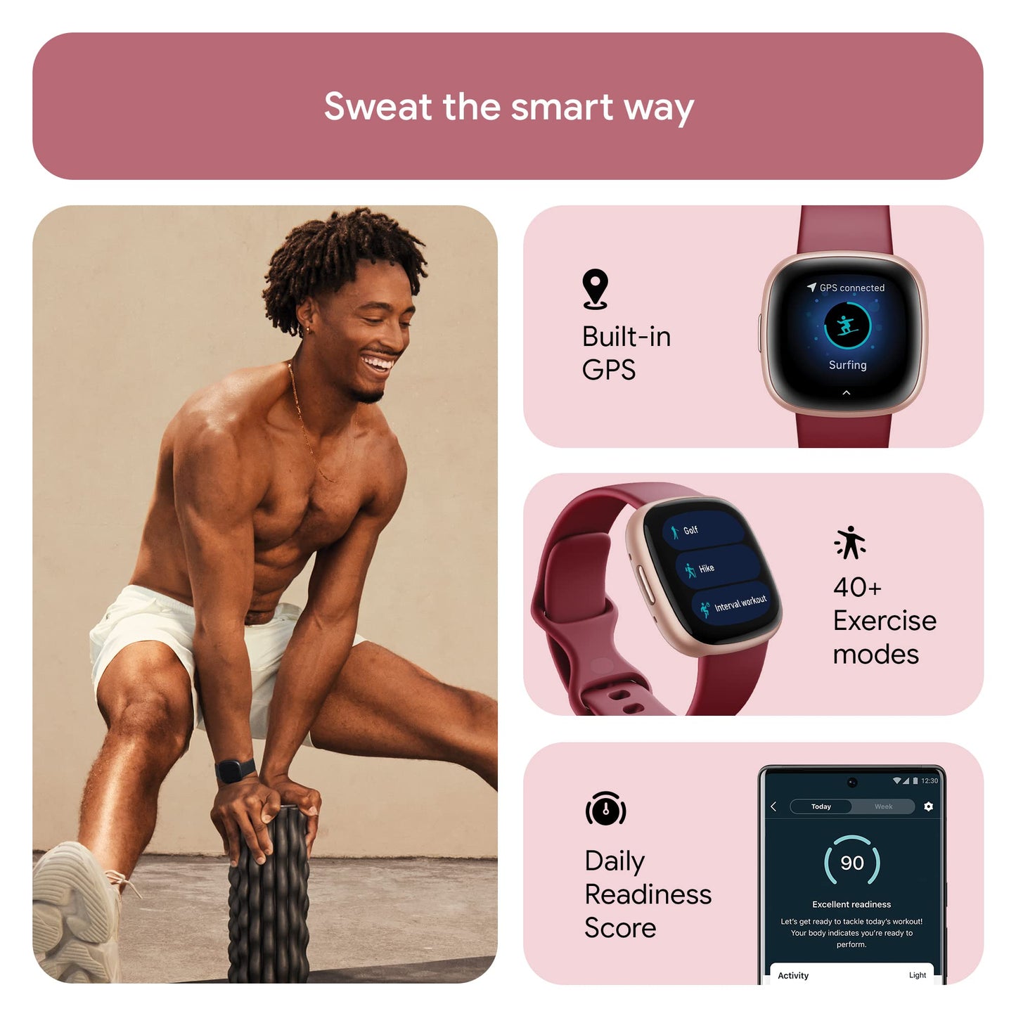 Fitbit Versa 4 Fitness Watch (Beet Juice/Copper Rose Aluminium) with 6-Month Premium Membership SaumyasStore