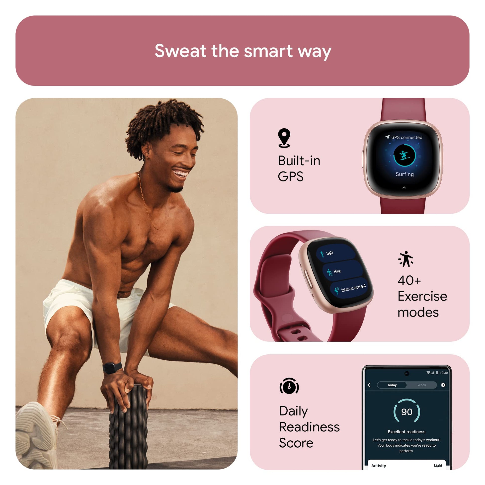 Fitbit Versa 4 Fitness Watch (Beet Juice/Copper Rose Aluminium) with 6-Month Premium Membership SaumyasStore