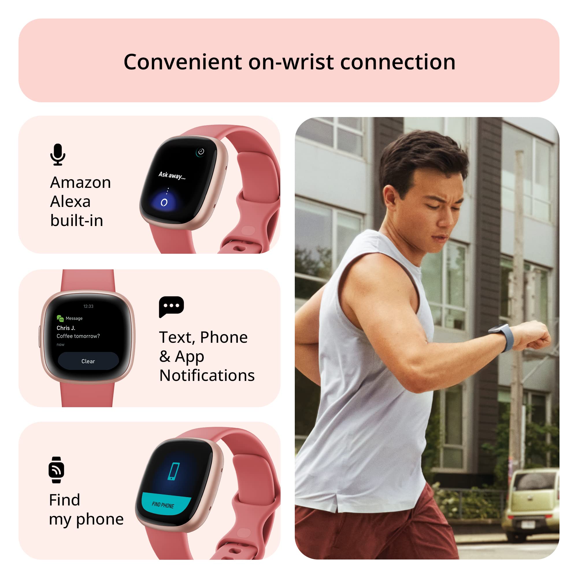 Fitbit Versa 4 Fitness Watch (Pink Sand/Copper Rose