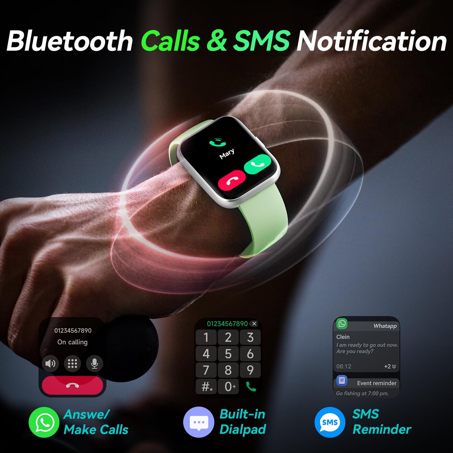 Fitpolo Smart Watches for Men/Women, 1.8&#39;&#39; Alexa Built-in Fitness Tracker Watch with Bluetooth Calls, IP68 Waterproof, Heart Rate/Sleep/SpO2/Stress Monitor, 110 Sport Modes for Android &amp; iPhone SaumyasStore