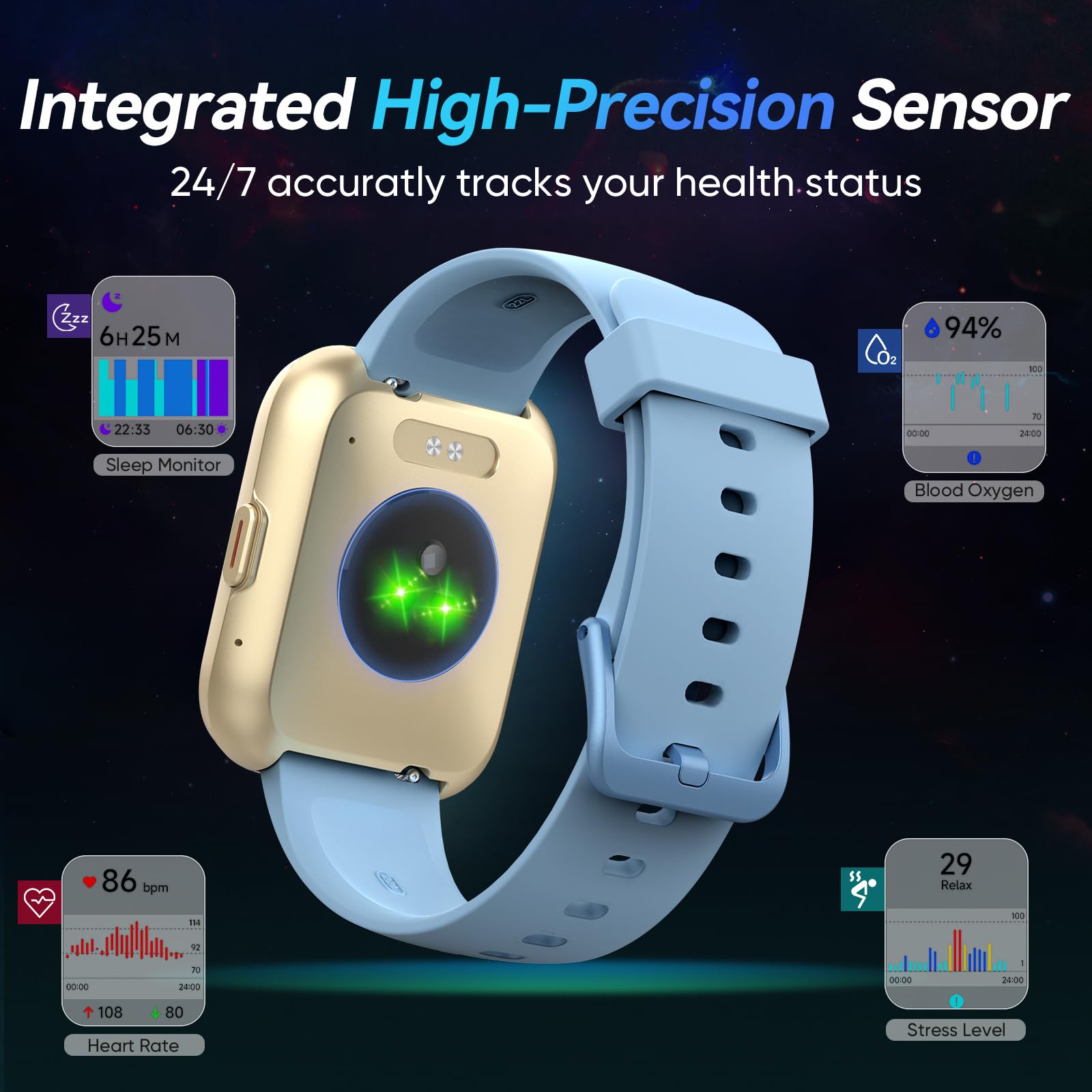 Fitpolo Smart Watches for Men/Women, 1.8'' Alexa Built-in Fitness Tracker Watch with Bluetooth Calls, IP68 Waterproof, Heart Rate/Sleep/SpO2/Stress Monitor, 110 Sport Modes for Android & iPhone SaumyasStore