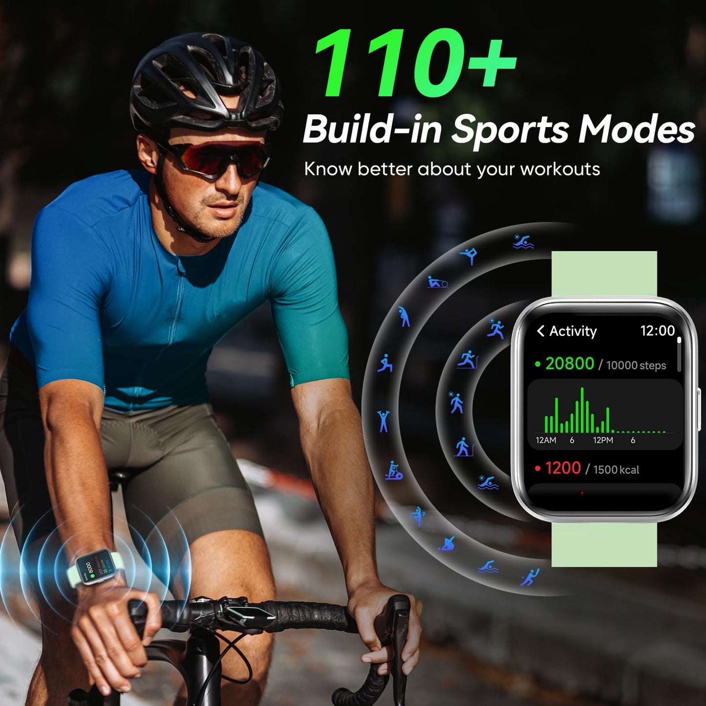 Fitpolo Smart Watches for Men/Women, 1.8&#39;&#39; Alexa Built-in Fitness Tracker Watch with Bluetooth Calls, IP68 Waterproof, Heart Rate/Sleep/SpO2/Stress Monitor, 110 Sport Modes for Android &amp; iPhone SaumyasStore