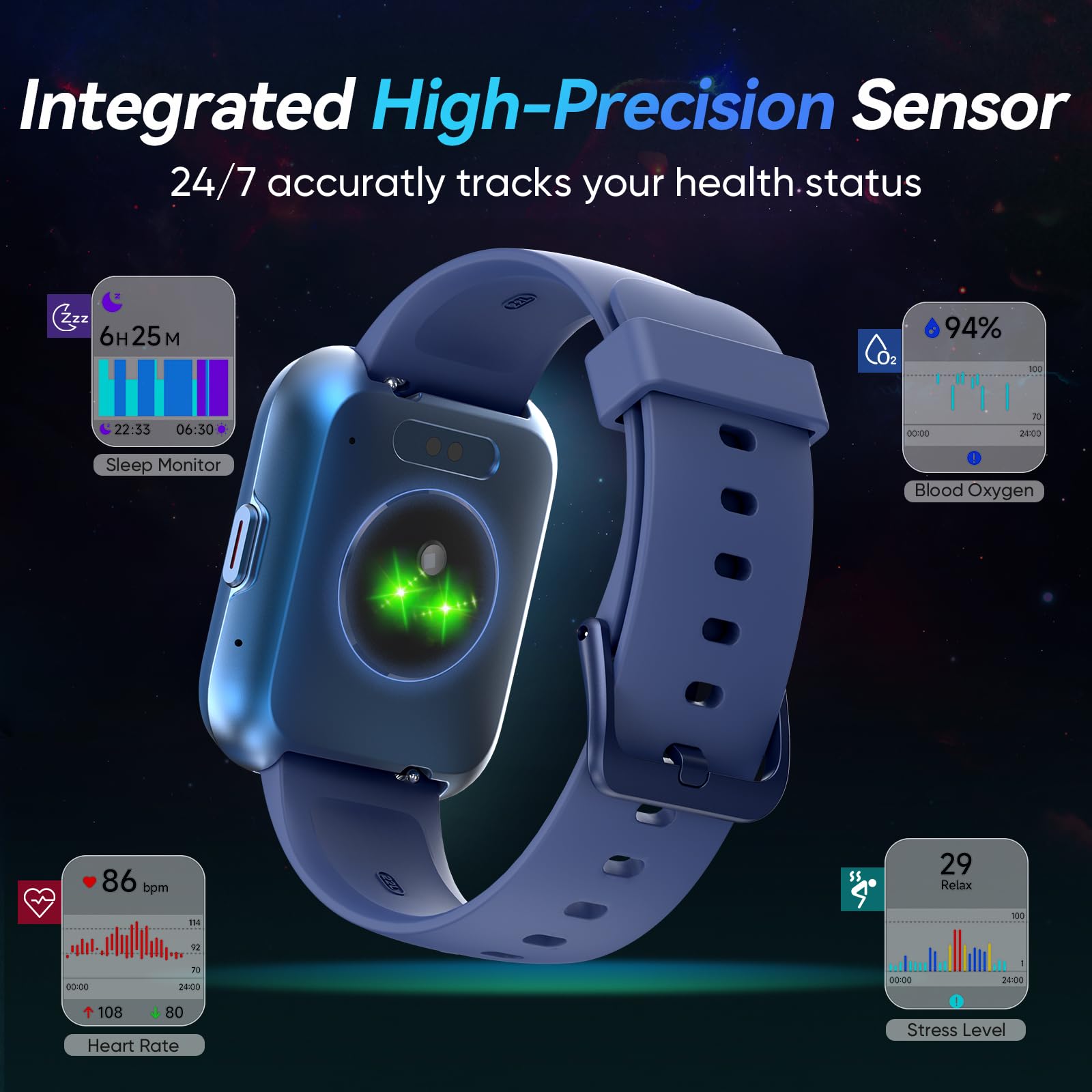 Fitpolo Smart Watches for Men/Women, 1.8'' Alexa Built-in Fitness Tracker Watch with Bluetooth Calls, IP68 Waterproof, Heart Rate/Sleep/SpO2/Stress Monitor, 110 Sport Modes for Android & iPhone SaumyasStore