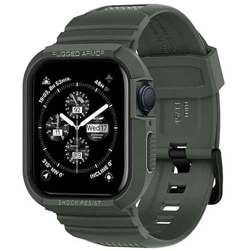 Fuel co Shock Proof Case with Strap Compatible with Apple Watch Series 7 45mm 6 SE 5 4 3 2 1 45mm 44mm 42 mm for iWatch Rugged Band Bumper Cover for All Around Edge Protection (Green) SaumyasStore