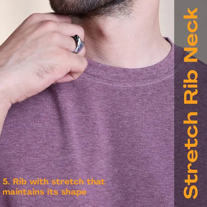 GLOOT Men’s Stretch Cotton Round/Crew Neck T Shirt Anti