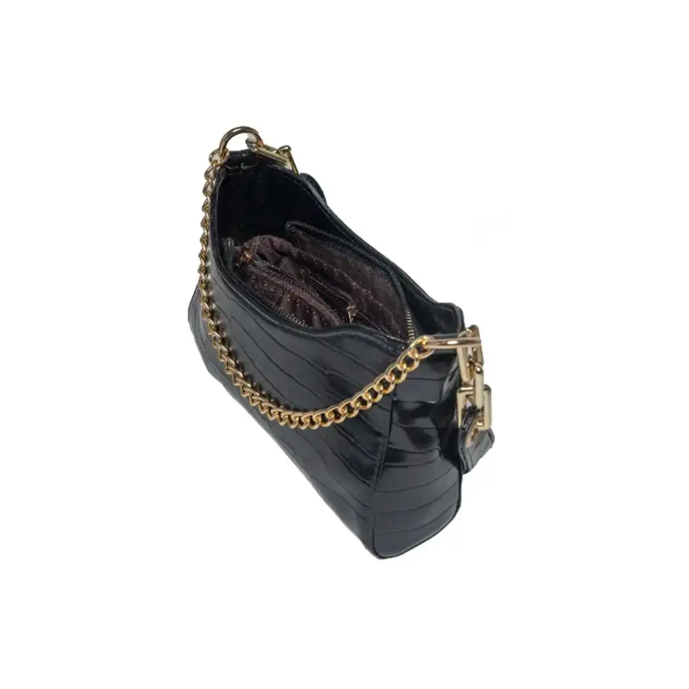 Glossy croco chain handle sling bag