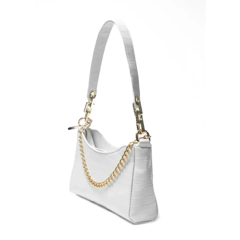 Glossy croco chain handle sling bag