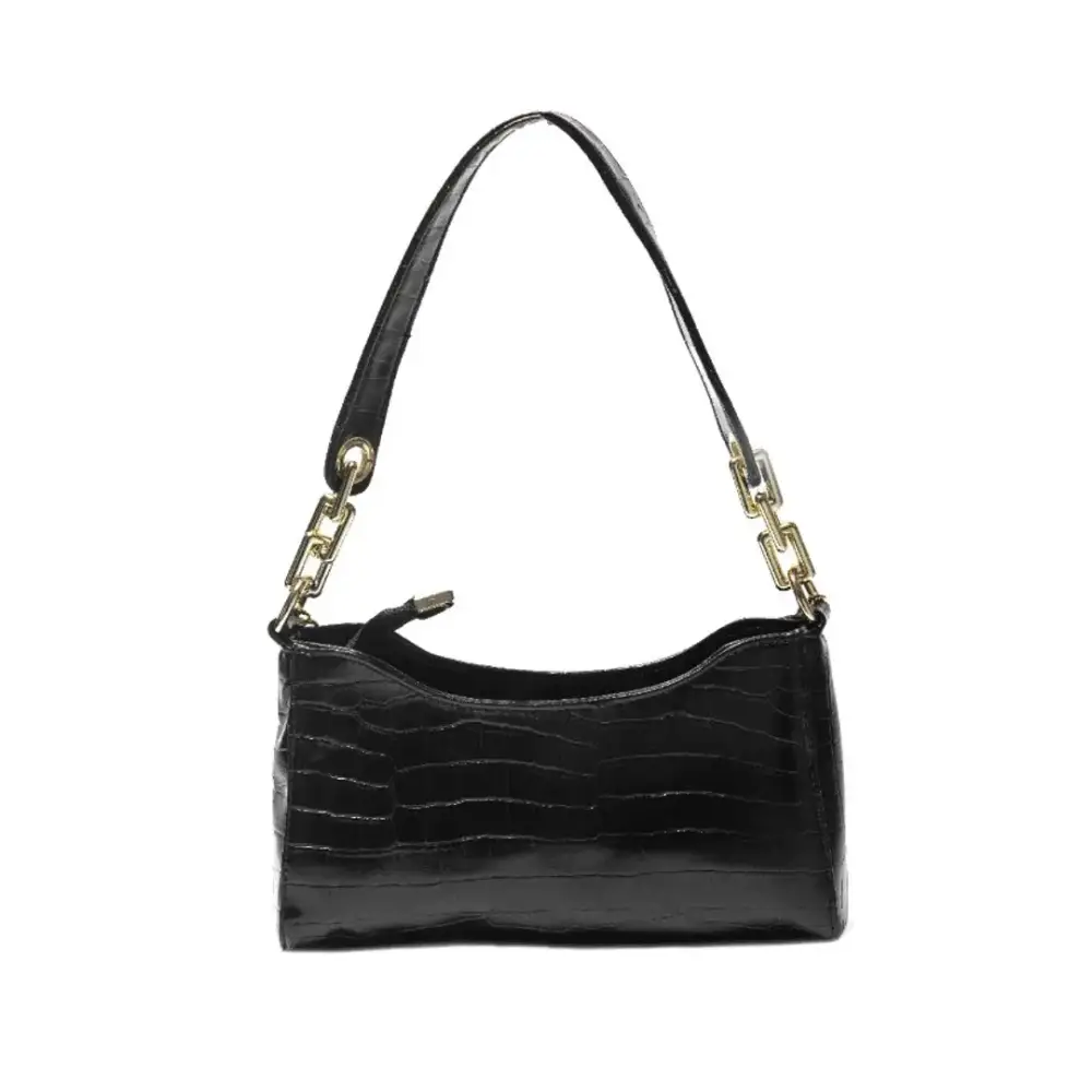 Glossy croco chain handle sling bag